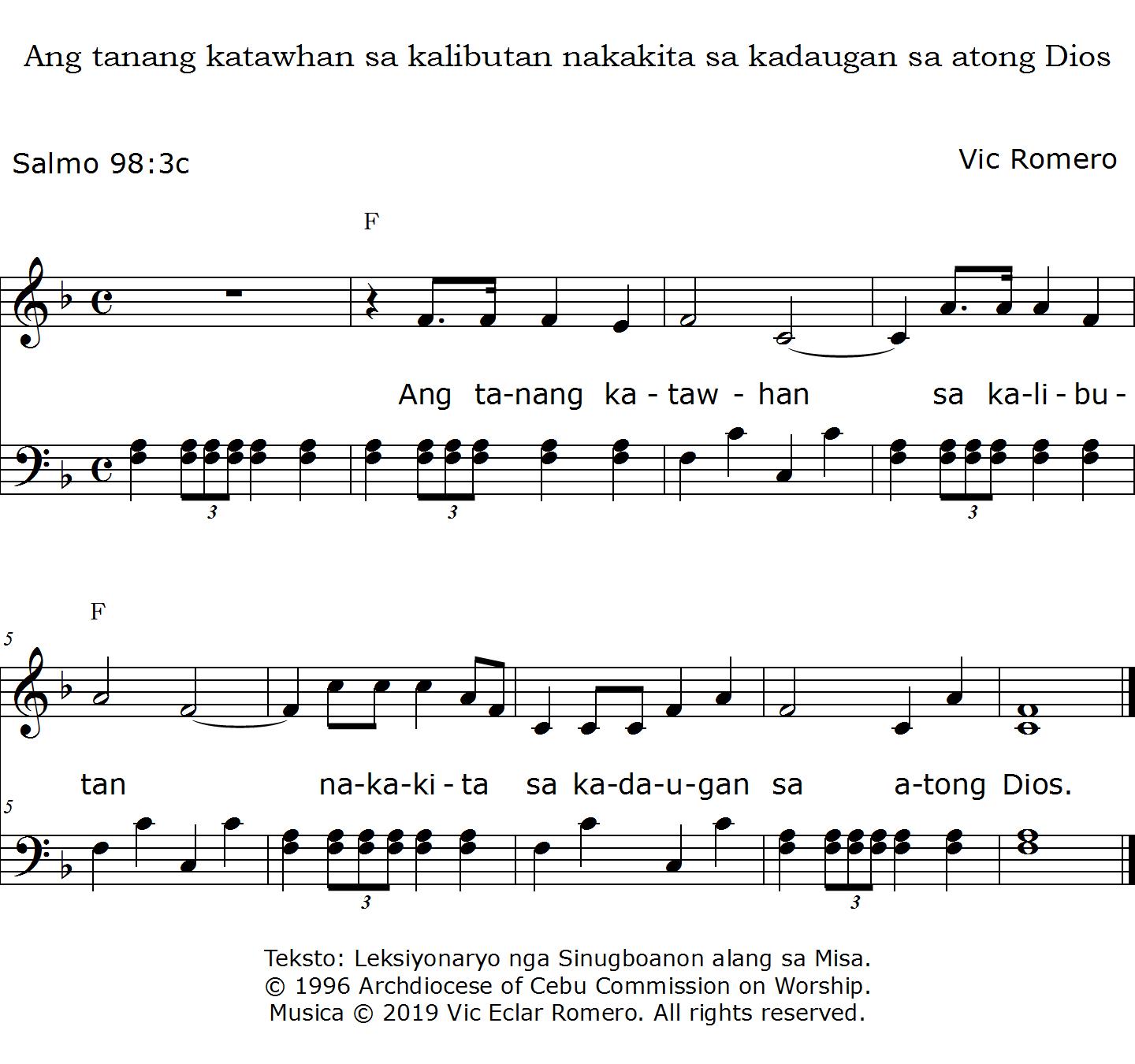 Ang tanang katawhan sa kalibutan nakakita sa kadaugan sa atong Dios.